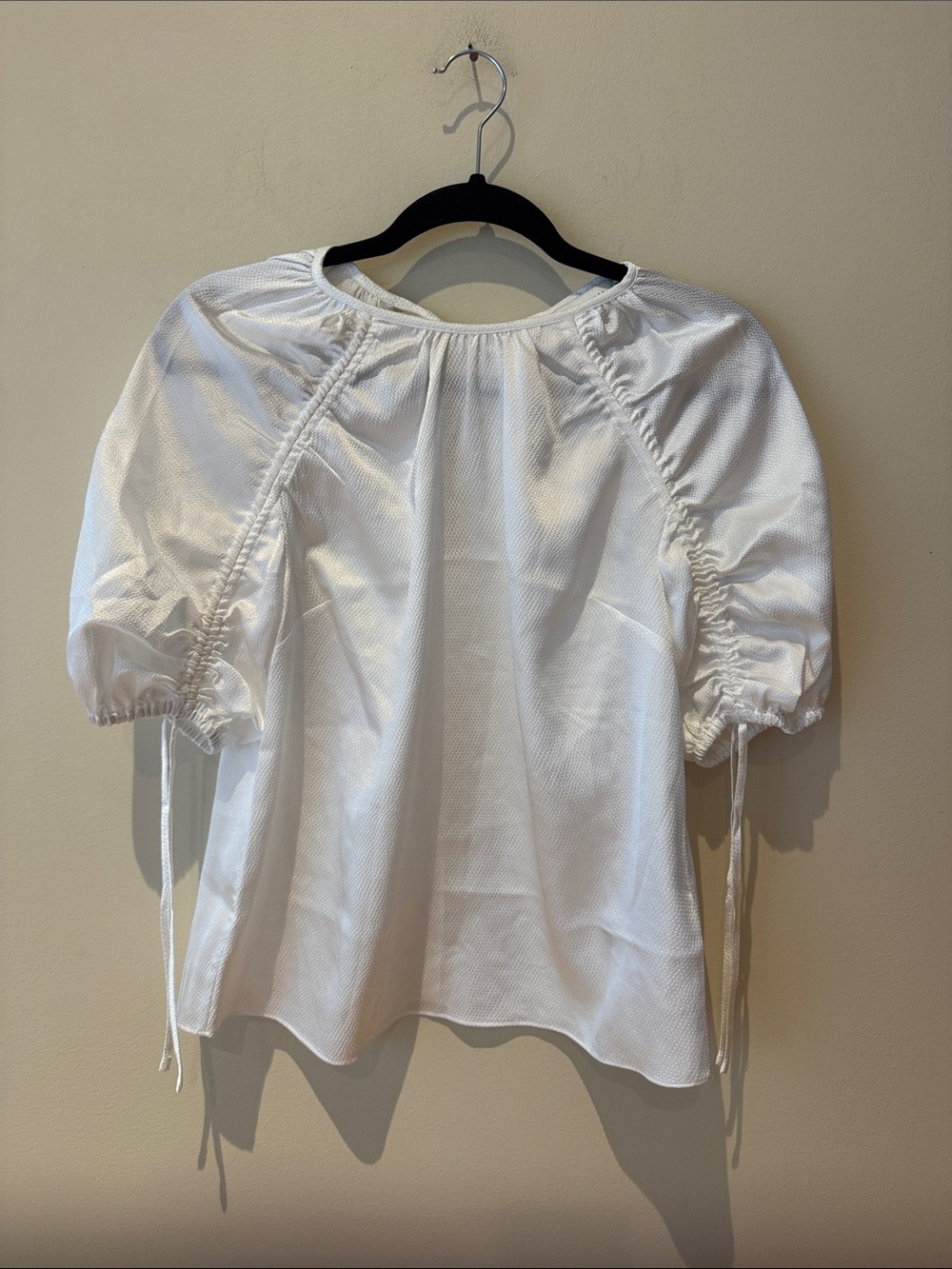 Ted Baker White Puff-Sleeve Tie Blouse